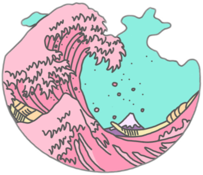 Vaporwave Clipart Green - Great Wave Off Kanagawa Aesthetic (416x360), Png Download