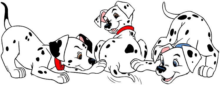 Dalmatian Puppies Clip Art - Puppies Playing Clipart (748x292), Png Download