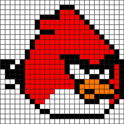 Red Angry Bird With Helpful Grid - Pixel Art Angry Birds (400x400), Png Download