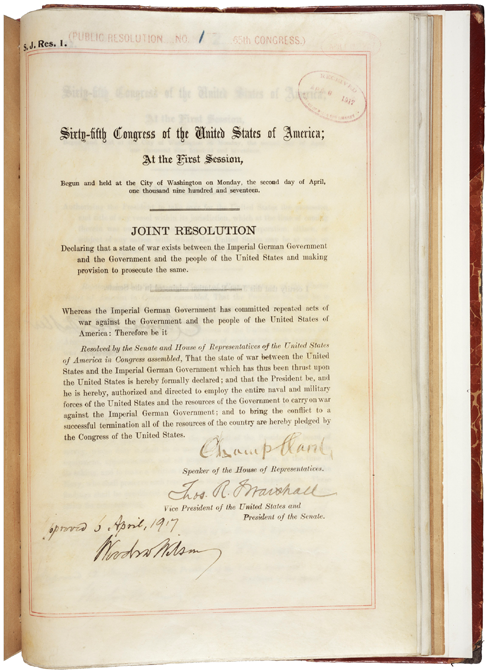 World War I Declaration Njoint Resolution Signed Lson (669x669), Png Download