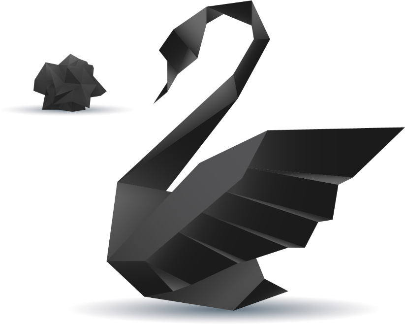 Similar Ability - Black Swan Origami Png (1000x711), Png Download
