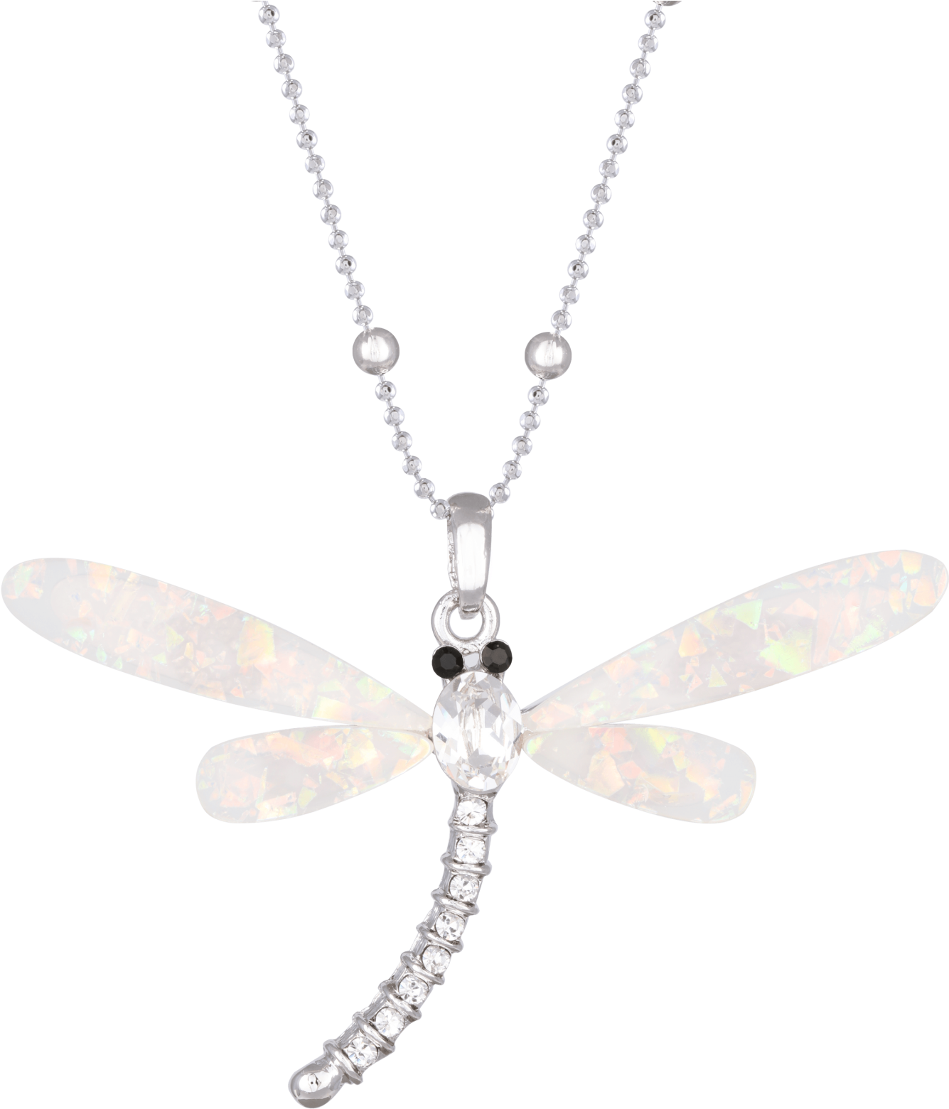 Pendant Dragonfly Opal Acrylic Wings White - Necklace (1600x1600), Png Download