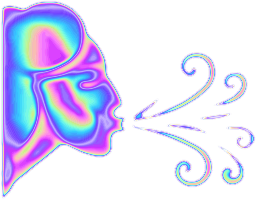 Holo Holographic Blowing Emoji Smoke Wind Freetoedit - Emoji (1024x1024), Png Download
