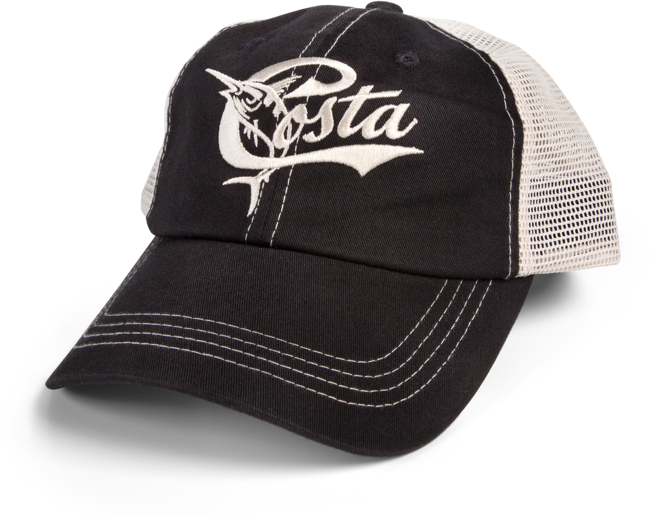 Costa Del Mar Retro Trucker In Black/stone, Angle - Costa Del Mar Costa Retro Trucker Cap - Black (2000x1000), Png Download