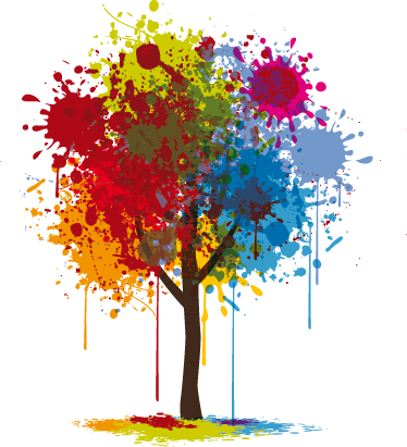 Paint Splash Tree Wall Sticker - Art Design Graphic Png (374x411), Png Download