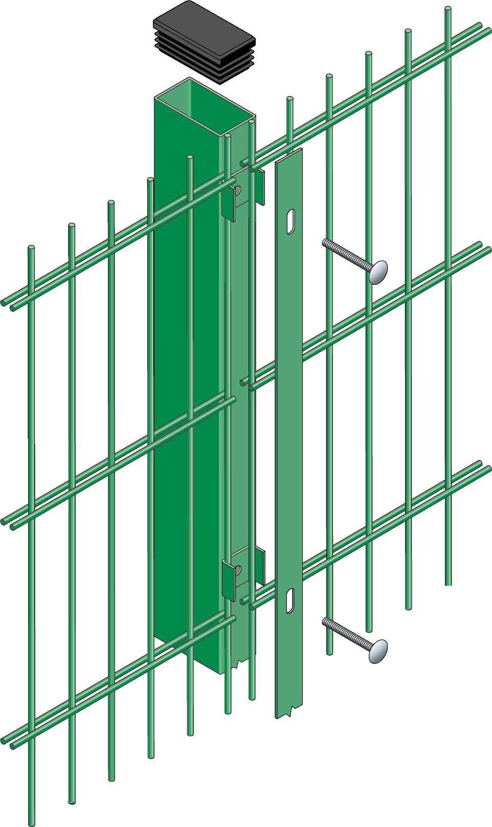Double Wire Mesh Fencing Dulok - Flat Double Wire Fence (962x1614), Png Download