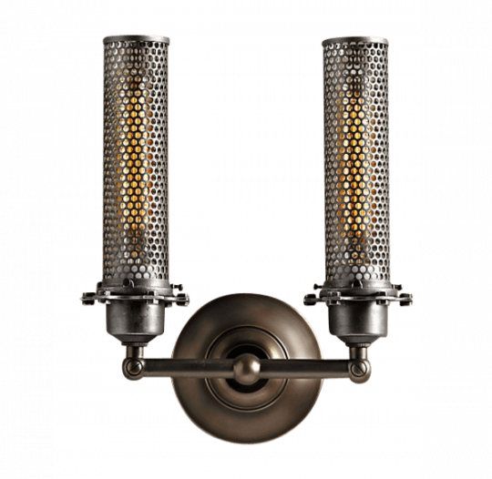 Industrial Mesh Cage Wall Light Metal - Mesh (540x526), Png Download