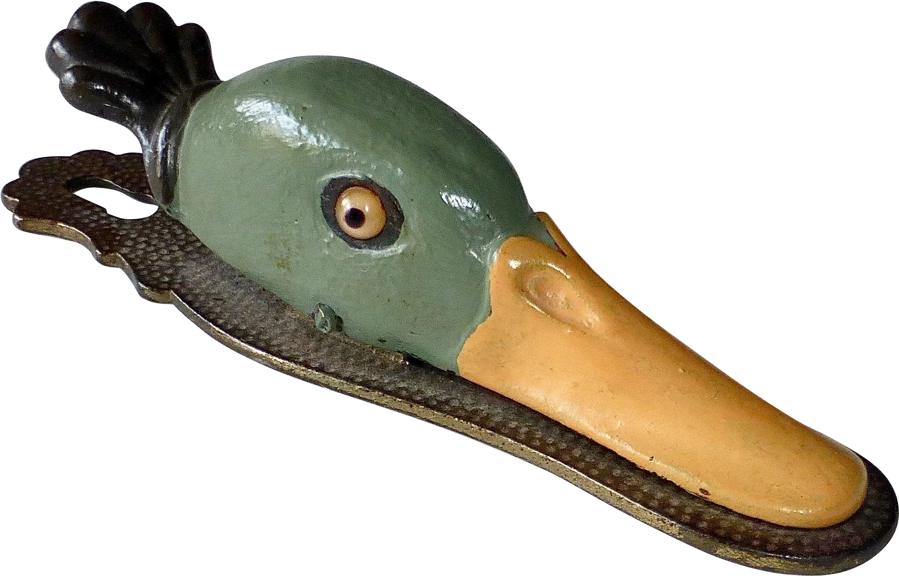Antique Iron Duck Bill Mallard Head Hanging Paper Clip - Crocodile (1799x1799), Png Download