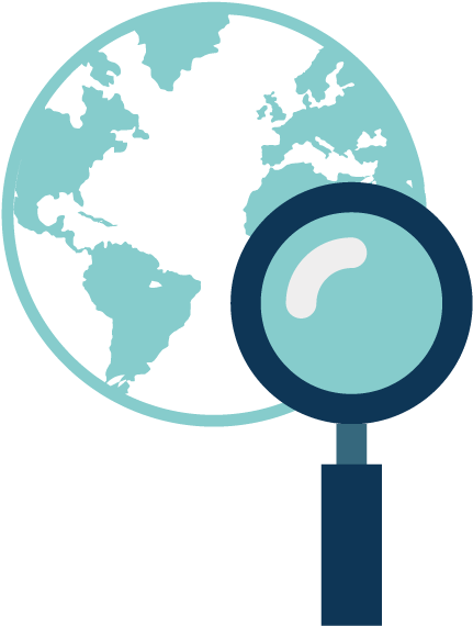 Globe And Magnifying Glass Icon For Worldwide Patent - World Map (542x641), Png Download