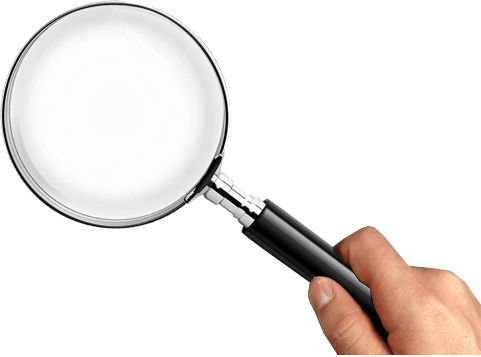 You Search Now - Magnifying Glass With Hand In Png (481x357), Png Download