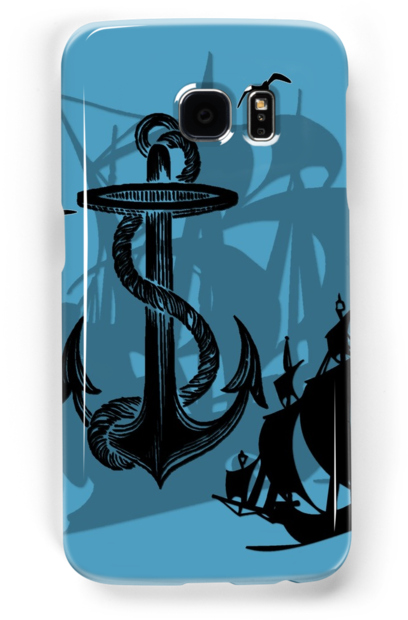 Pirate Ships & Anchor Black Silhouette - Silhouette (500x700), Png Download