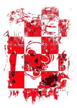Red Grunge Skull - Graphic Design (674x518), Png Download