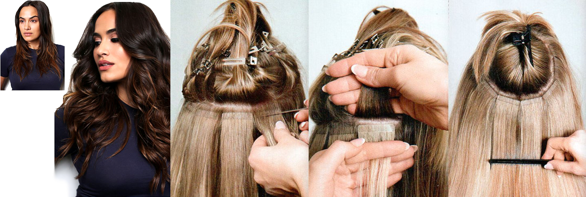 Tape-in Hair Extensions - Tape In Extensions (1190x400), Png Download