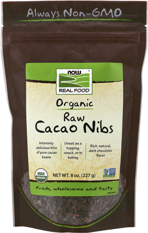 Cacao Nibs, Organic & Raw - Chia Seeds Now Foods (587x880), Png Download