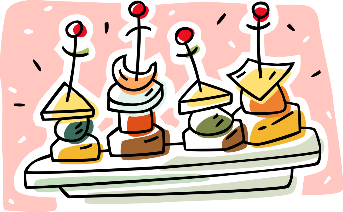 Vector Illustration Of Hors D'oeuvres Canapé Starter - Hors D Oeuvre Clip Art (1131x700), Png Download
