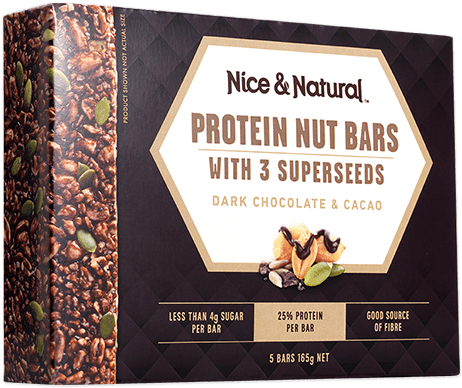 Dark Chocolate & Cacao Product Image - Nice And Natural Protein Nut Bar Calories (560x469), Png Download