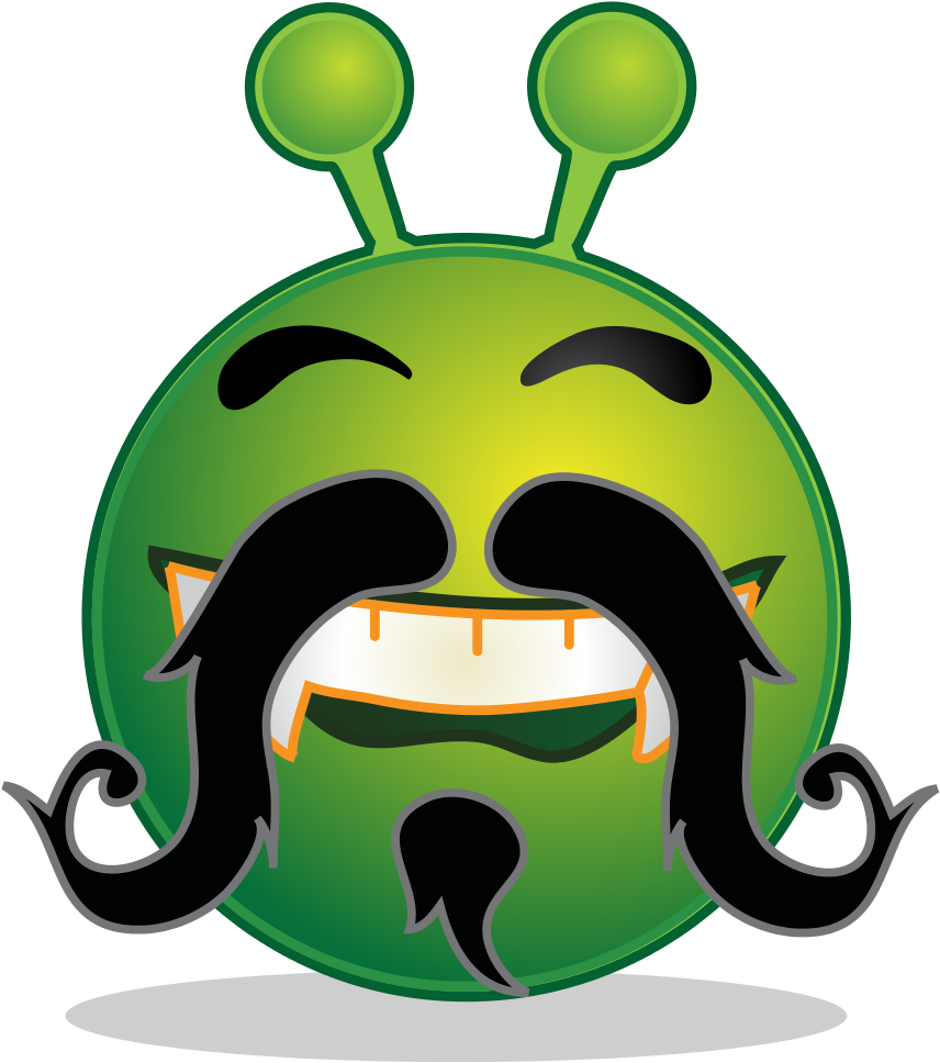 Smiley Green Alien Moustache - Smiley (869x1023), Png Download