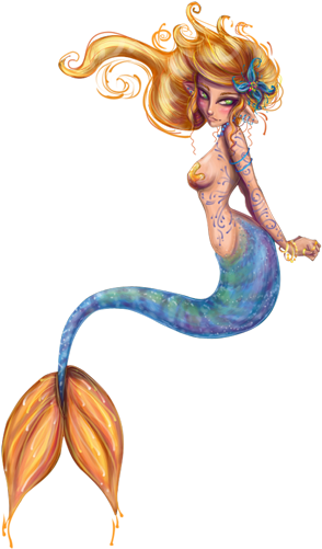No Flutter Cute Mermaid - Fotki (355x500), Png Download