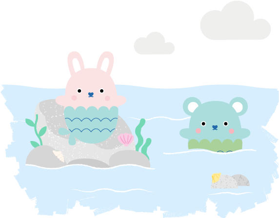 The Lovely Mermaid And Ricesplash The Cute Fish All - Cartoon (582x448), Png Download