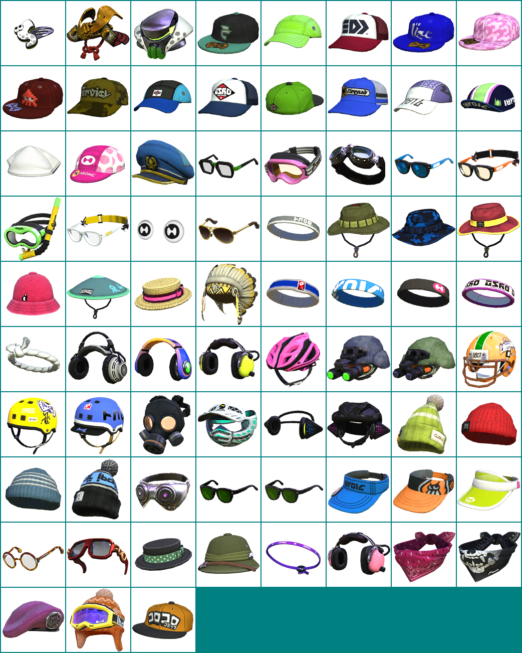 Headgear Icons Splatoon Cosplay, Video Game Sprites, - All Headgear In Splatoon 2 (1042x1302), Png Download