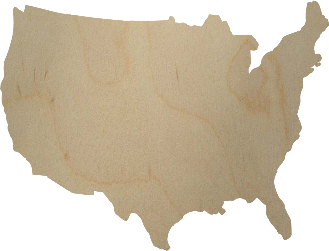 Bulk Wooden Cutouts - United States Map (1124x1690), Png Download