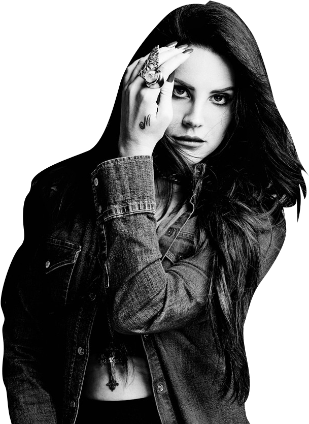 Celebrity Png Cutouts - Lana Del Rey Black And White Png (634x845), Png Download