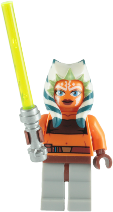 Personajes - Lego Star Wars: Ahsoka Minifigure With Green Lightsaber (700x700), Png Download