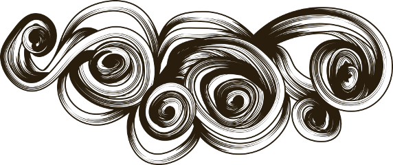 Swirls Wind Clouds Waves Blackandwhite - Abstract Girly Neon Pink Floral Swirls Pattern Wall (572x240), Png Download