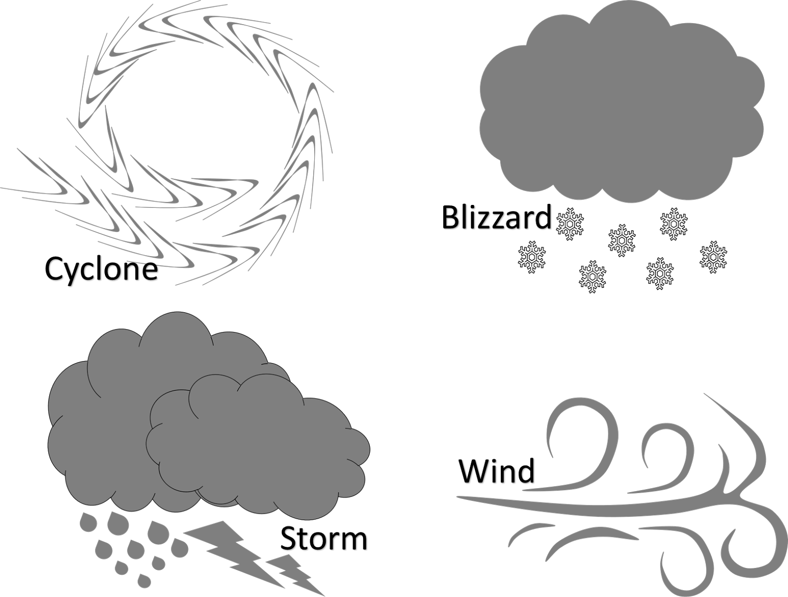 Wind Clipart Blizzard - Black And White Wind Hail Clipart (1600x1212), Png Download