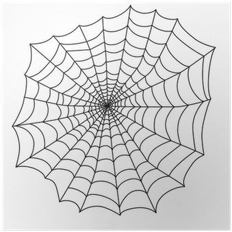 Black Spider Web For The Holiday Halloween Vector Poster - Teia De Aranha Desenho (400x400), Png Download