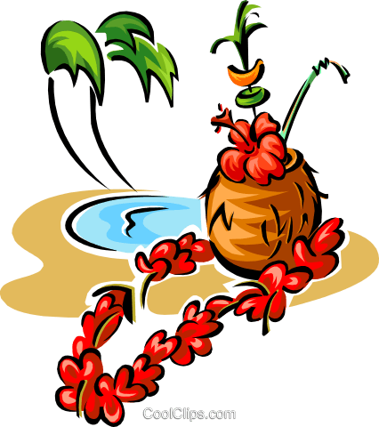 Bebida Tropical, Com Palmeiras Livre De Direitos Vetores - Tahitienne Clipart (426x480), Png Download