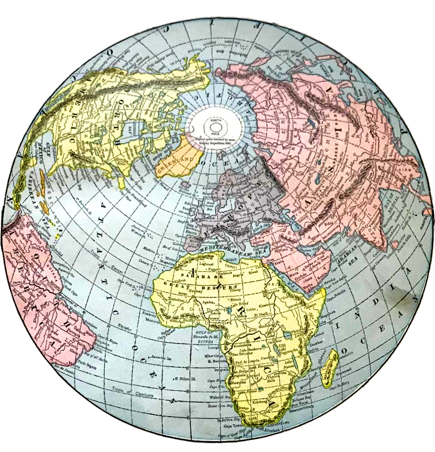 Vintage Round Map Clip Art Downloads Png - Old World Map - Rathbun 1893 - 23 X 28.98 (1600x1573), Png Download