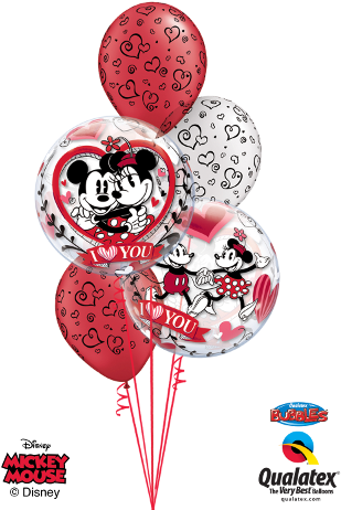 Mickey & Minnie I Love You Bouquet - Happy Birthday Frozen Balloons (350x600), Png Download