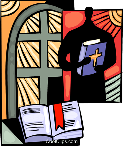 Minister With Bible Royalty Free Vector Clip Art - Clip Art (405x480), Png Download