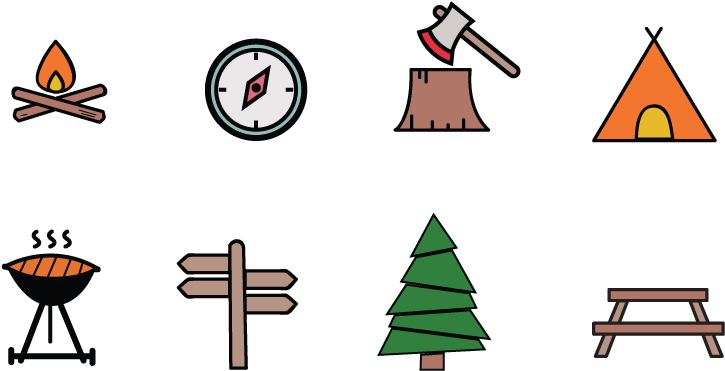 Free Camping Vector Graphics Pack - Portable Network Graphics (800x440), Png Download