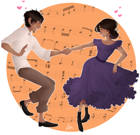 Hector And Imelda Dancing Together And Falling In Love - Illustration (500x488), Png Download