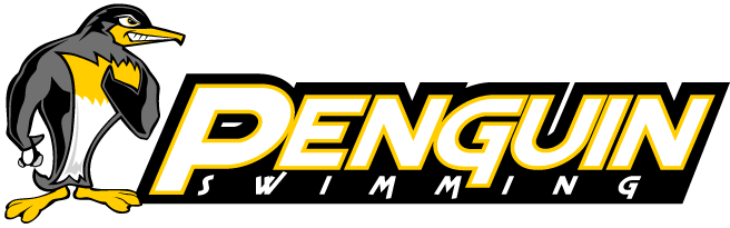 Penguin Swimming Logo - Penguin Swim Club At An Aquatic Center (656x205), Png Download