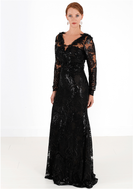 Printed Dresses Marchesa Notte V-neck Lace Overlay - Gown (805x805), Png Download