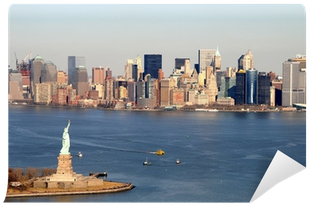 Manhattan Ny Skyline Panorama Freiheitsstatue Wall - New York City (400x400), Png Download