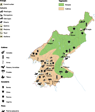 North Korea Economy Map (399x469), Png Download