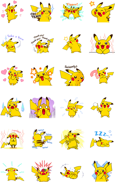 Pikachu's Lively Voiced Stickers ♪ - Pikachu Emoji (420x673), Png Download