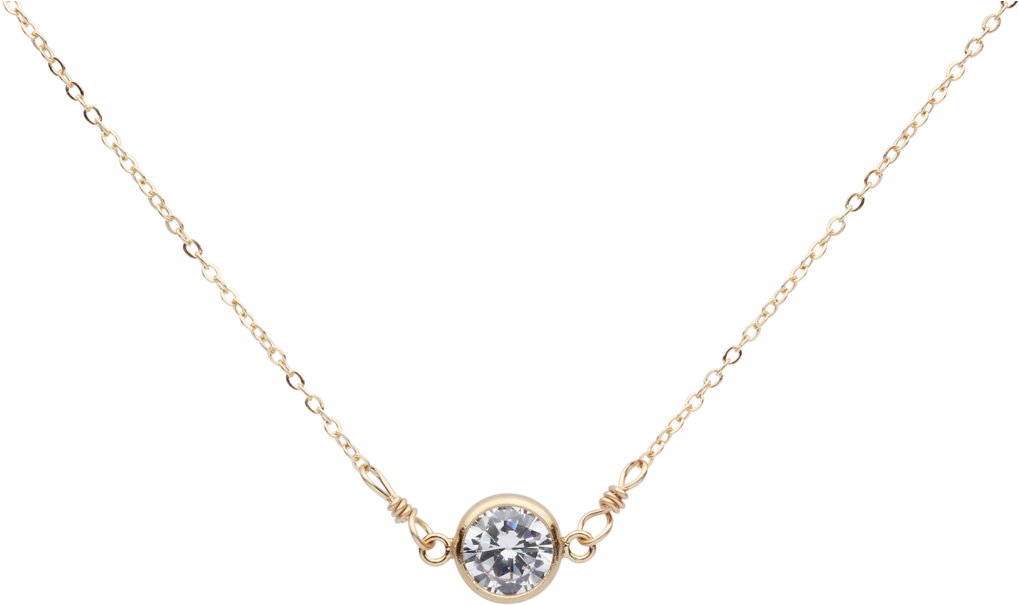 6mm Round Cz Bezel Link Necklace - Necklace (1024x1024), Png Download