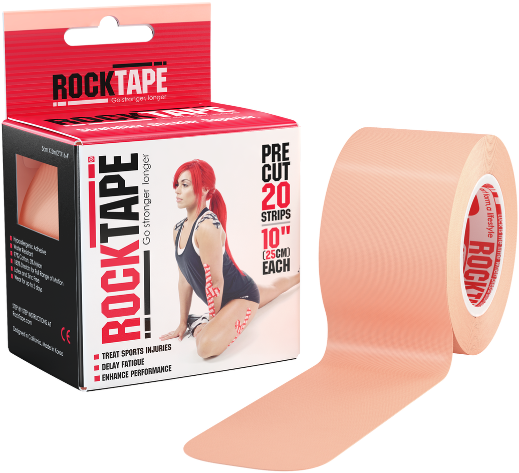 2" Beige Rocktape Pre-cut - Rocktape Kinesiology Tape, Blue (1200x1093), Png Download
