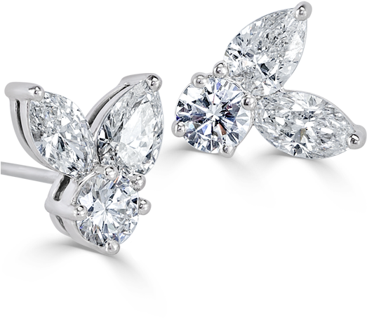 Fine Diamond Earrings - Earrings (525x500), Png Download