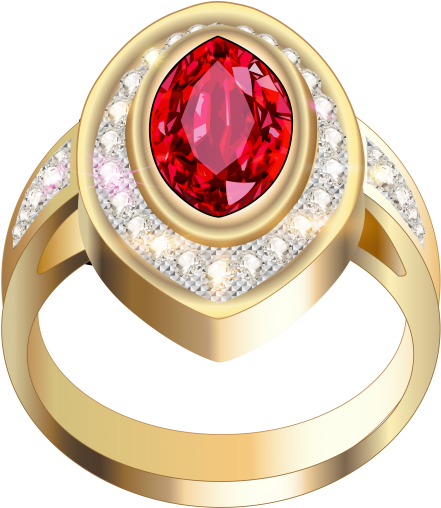 Free Png Gold Ring With Red Diamonds Png Images Transparent - Engagement Gold Rings Png (480x548), Png Download