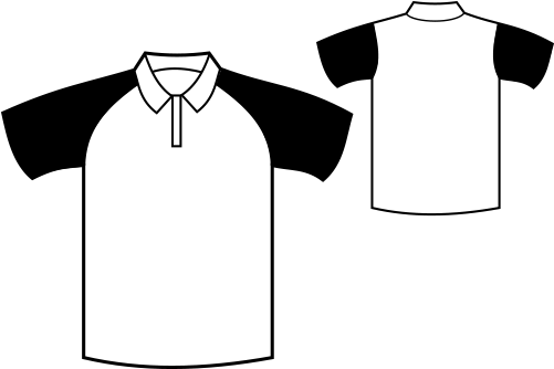 Black - Polo Shirt Black And White (500x340), Png Download