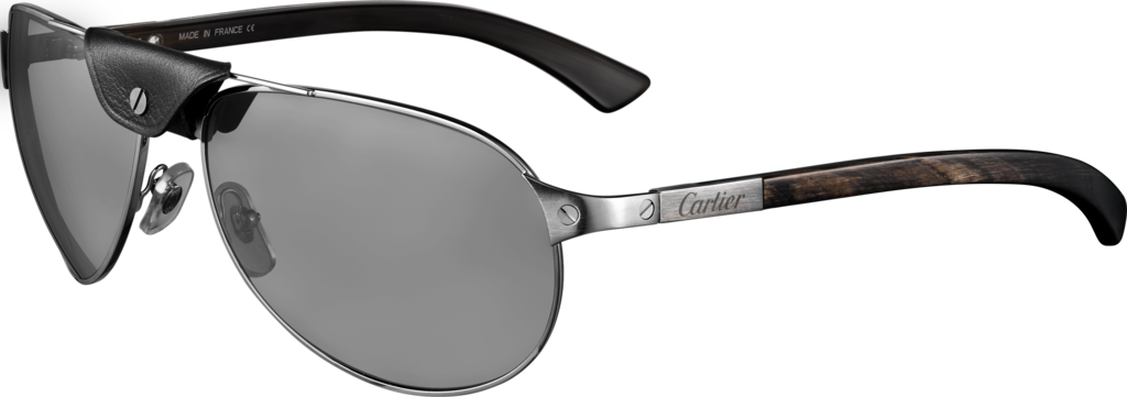 Santos De Cartier Gafas De Sol Negro Cuerno Rayado, - Santos De Cartier Sunglasses Replica (1024x361), Png Download