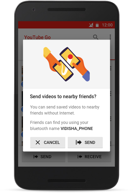 Sharing Videos Made Easy Through Bluetooth On The Youtube - Youtube Go Data Saving (488x677), Png Download