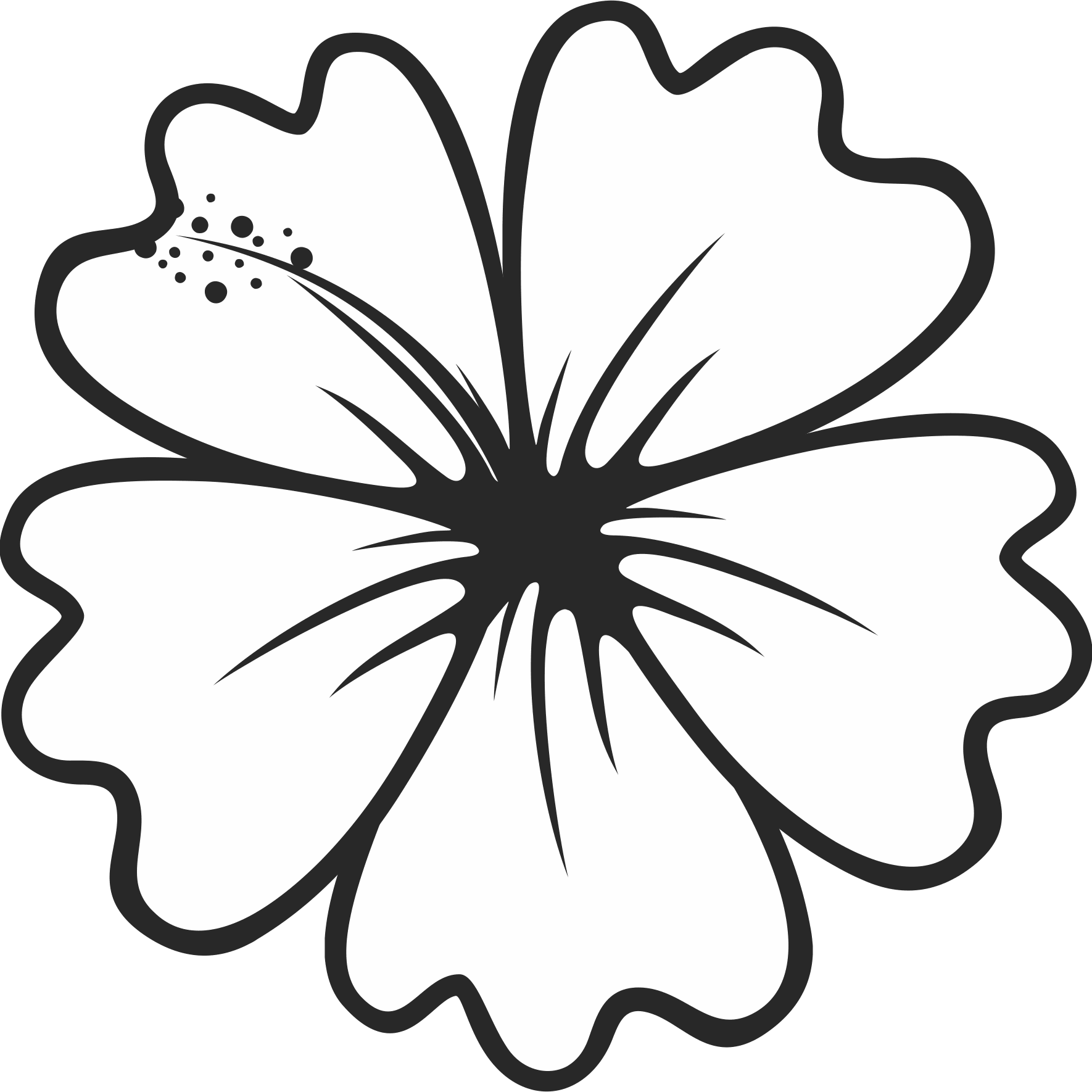 Hibiscus Outline Rubber Stamp - Postage Stamp (1770x1770), Png Download