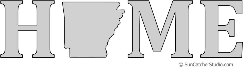 Arkansas Home Stencil Pattern Shape State Stencil Clip - Pattern (1020x284), Png Download